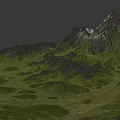 Natural Garden Landscape With Green Grass Mountain Peaks And Rolling Hills