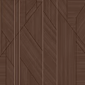 Elegant Modern Wall Paneling With Wooden Herringbone Pattern And Gold Accent Strips