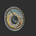 Ornate Vintage Astronomical Clock With Blue Gold Design And Intricate Dials