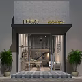 Modern Shop Front Desk Interior With Reception Sofa Green Plants And Wall Art