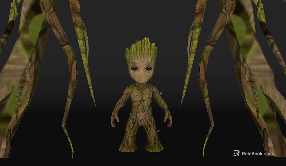 Cute Baby Groot Game Movie Character With Tree Like Body And Vines 3d model 