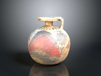 Hand Sculpted Ceramic Vase with Intricate Decorative Patterns and Colorful Artistic Design 3d model