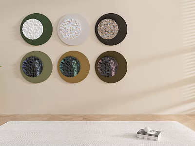Circular Textured Wall Decor In Neutral Tones For Minimalist Interior 3d model