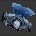 Glowing Blue Silver 3D Character Armor With Star Emblem And Cape