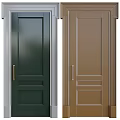 Modern Swing Doors in Dark Green and Brown with Sleek Design and Metal Handles