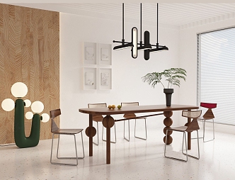 Dining table and chair combination 3d model