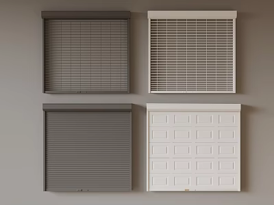 Different Styles of Gray and White Window Blinds for Home Interior 3d model