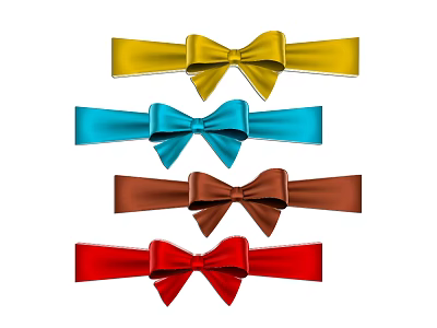 Yellow Blue Brown Red Decorative Bowknot Ribbon Ornaments For Decoration 3d model