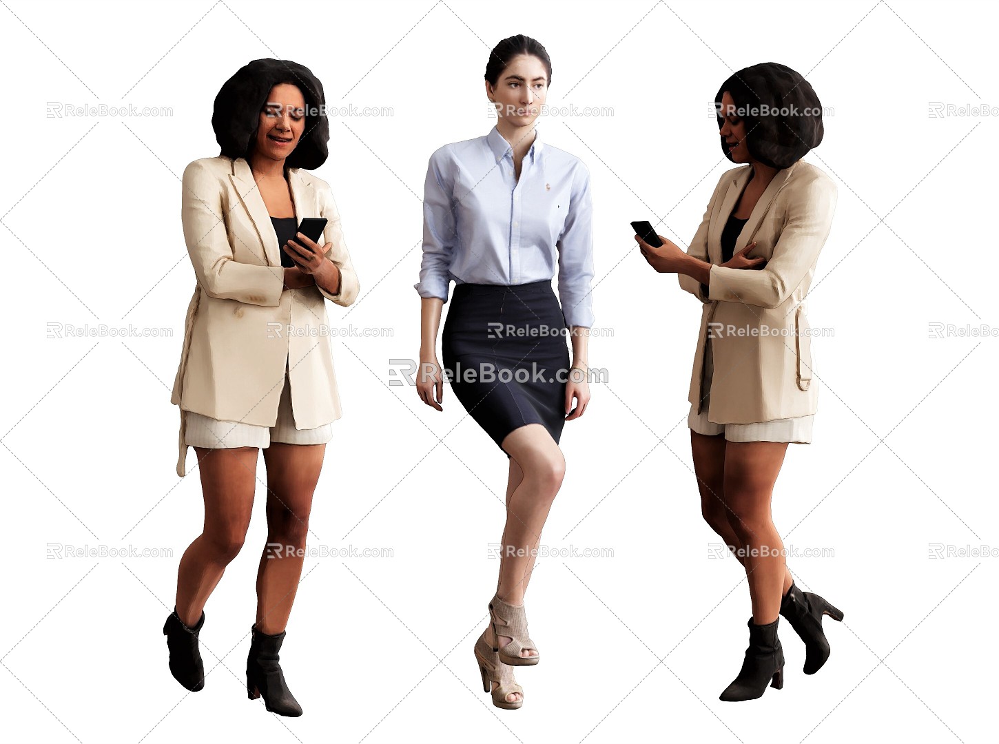 Modern Multiplayer Woman Front Desk European and American Woman Black Woman Foreigner 3d model