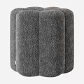 Light Gray Fluffy Ottoman With Multi Petal Design And Various Colors