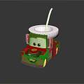 Cartoon Car With Smiling Face Eyes Brown Body And White Cup With Straw on Top