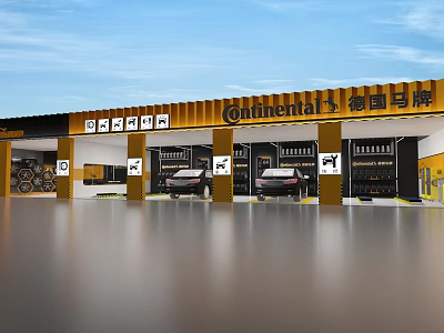 Continental Car Repair Shop With Service Bays Vehicles And Maintenance Tools 3d model