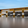 Continental Car Repair Shop With Service Bays Vehicles And Maintenance Tools