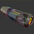 Futuristic Metallic Energy Weapon With Sci Fi Design And Glowing Orange Core Details