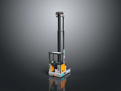 Modern Industrial Electric Stacker Featuring Transparent Cabin And Black Yellow Design 3d model
