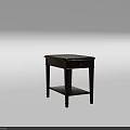 Dark Wooden Side Table With Simple Design Drawer And Lower Shelf 3d model