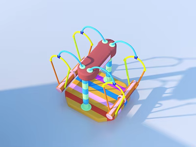 Colorful Playful Children's Swing Playground Equipment With Bright Frames And Seats 3d model
