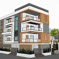 Modern Detached Villa Exterior With Multi Story Design Balconies And Landscaped Greenery