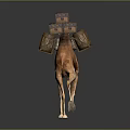 Camel Carrying Stacked Luggage Packs On Its Back While Walking
