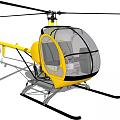 Yellow Single Seat Helicopter Design With Transparent Cockpit Rotors And Landing Gear