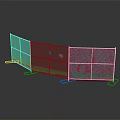 Metal Mesh Fence Structure With Black Panel Sections And Base Supports