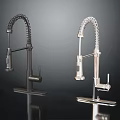 Modern Kitchen Faucets With Coiled Spring Spout Sleek Black And Silver Finish