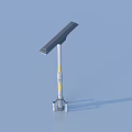 Outdoor Solar Light With Gray Lamp Head White Pole And Yellow Bracket Base 3d model