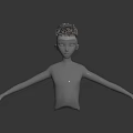 White Head Model Featuring Brown Textured Hair And Detailed Facial Organs