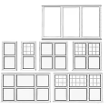 White Window Frames With Various Pane Designs And Arranged Patterns For Home Use