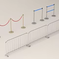 Various Security Barriers with Metal Frames Red Rope and Blue Stanchion Designs 3d model