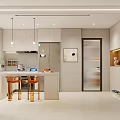Modern Apartment Open Kitchen Interior Design With Island Counter Cabinets And Appliances
