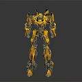 Robot Character With Yellow And Black Mechanical Armor And Futuristic Design Details