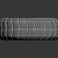 Futuristic Tire Design With Geometric Block Pattern And Silver Metallic Finish