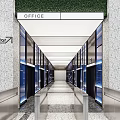 Sleek Office Elevator Hallway With Glass Doors Bright Ceiling Lighting And Polished Floor