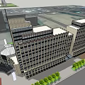 Modern Hotel Building With Tall Towers Glass Dome And Green Trees