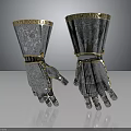Medieval Armor Gauntlets With Ornate Design Gold Trim And Intricate Patterns