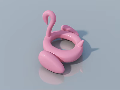 Elegant Pink Swing Door Design Featuring Flamingo Inspired Decorative Details 3d model