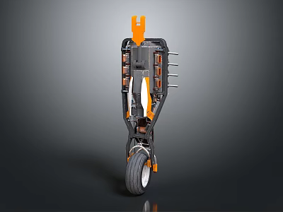Black And Orange Hardware Tool Cart With Wheels And Multiple Components 3d model