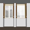 window casement window folding window roller shutter curtain solid wood window 3d model