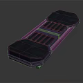 Modern Sports Skateboard With Sleek Design And Blue Purple Neon Lights