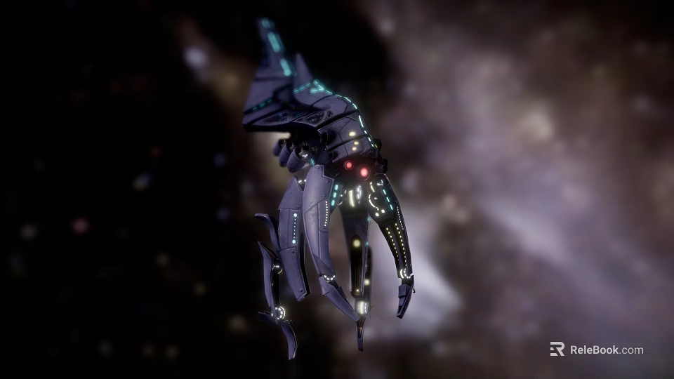 Futuristic Sci Fi High Tech Weapon With Glowing Elements And Mechanical Structure In Space 3d model