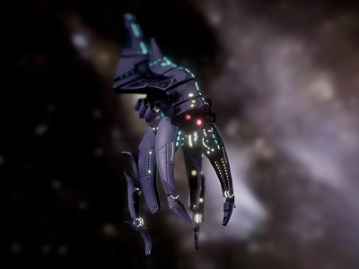 Futuristic Sci Fi High Tech Weapon With Glowing Elements And Mechanical Structure In Space 3d model