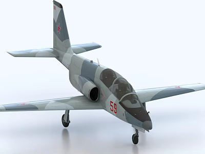 Gray And White Camouflage Military Fighter Jet With Number 58 Streamlined Cockpit Design 3d model