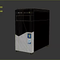 Black Desktop Tower PC With Silver Green Accents And Windows Intel Stickers