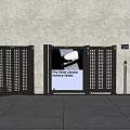 Public Facility Access Gates With Gray Metal Grid Design And Control Panel 3d model