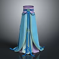 Elegant Ancient Style Flowy Blue Purple Dress With Decorative Ribbons And Patterns