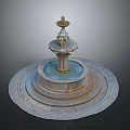 Decorative Stone Fountain With Multi Tiered Structure And Circular Base Water Basin