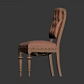Wooden Chair With Pink Tufted Fabric Backrest And Slender Legs
