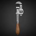 Durable Adjustable Wrench Hardware Tool With Wooden Handle And Metal Body