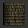 3D Model Of Cylindrical Hollow Object With Green Brown Tile Like Surface Texture